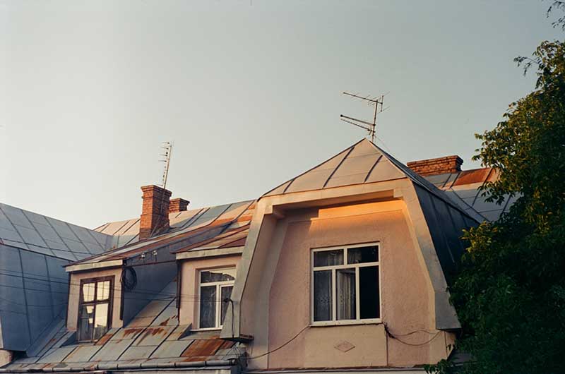 Stadthaus, Ansicht eines ausgebauten Dachstuhls mit Gaube